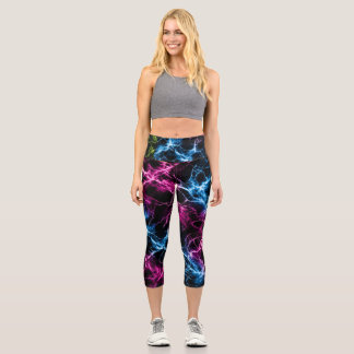 Leggings Neon-Blitzschlag-Marmor – Elektrische Ene