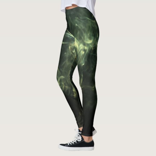 Leggings Neon Green Smoke Design Set über Schwarz (Links)