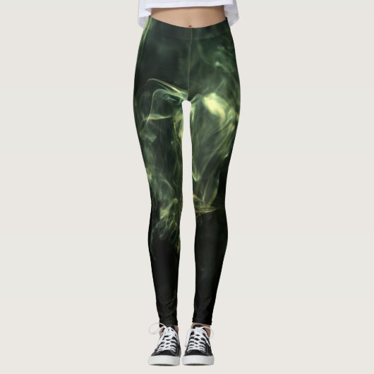 Leggings Neon Green Smoke Design Set über Schwarz (Vorderseite)