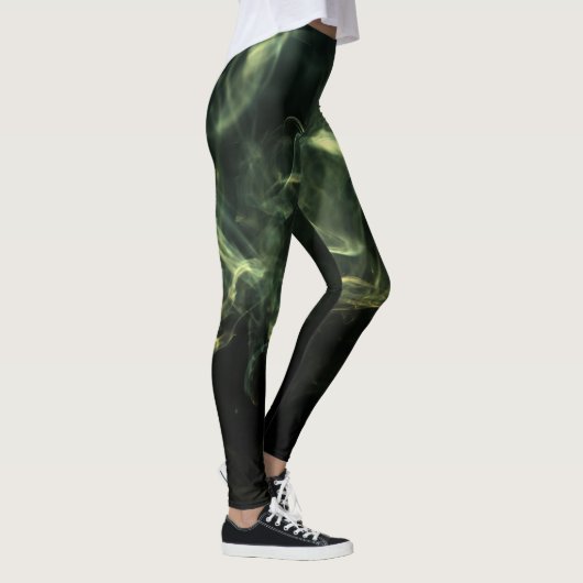 Leggings Neon Green Smoke Design Set über Schwarz (Rechts)