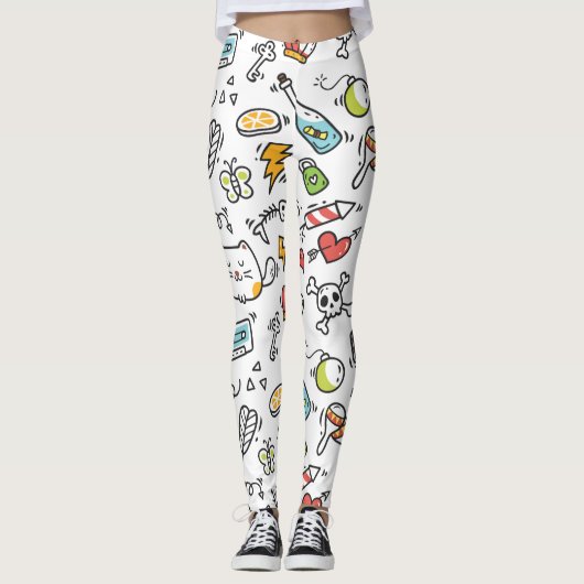 Leggings niedlich Kawaii Pattern (Vorderseite)