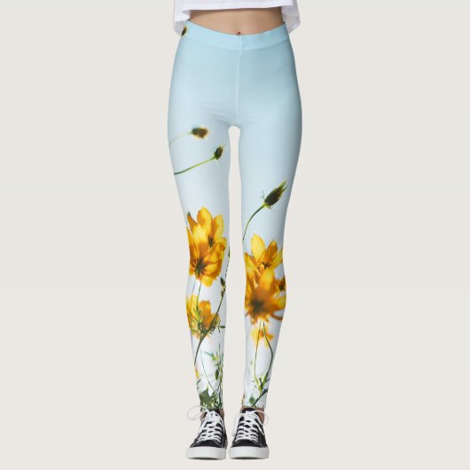 Leggings | Öko Fitness Blume Sky (Vorderseite)