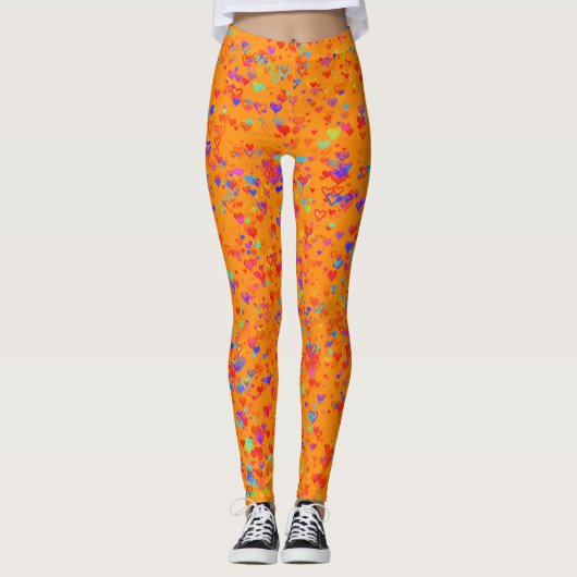 Leggings Orange Design mit Herz (Vorderseite)