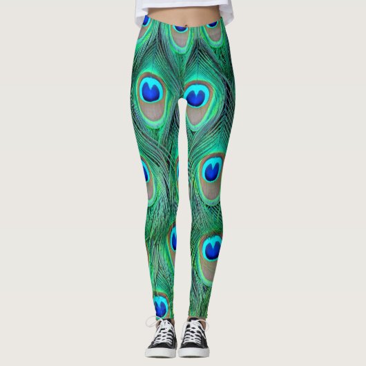 Leggings-Pfau Gefiederbeschaffenheit Leggings (Vorderseite)