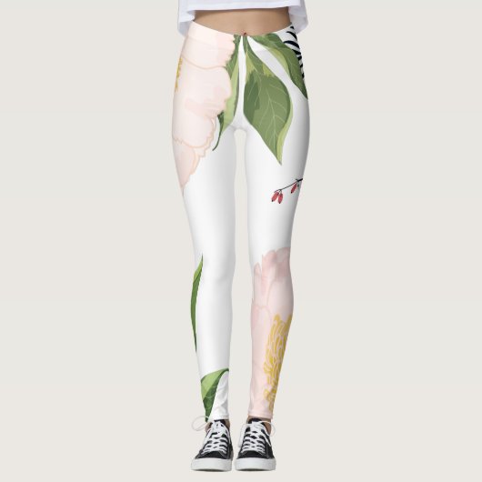 Leggings Pink Cosmos auf Weiß (Vorderseite)