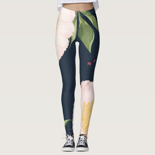 Leggings Pink Cosmos auf Weiß (Vorderseite)