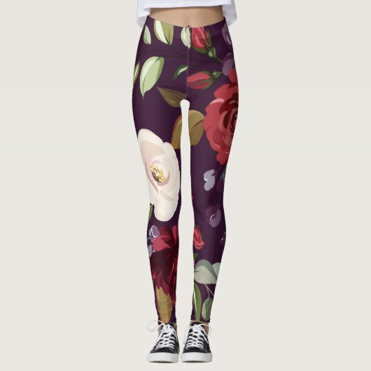 Leggings Plum Lila Rose Goldene Geometrie (Vorderseite)