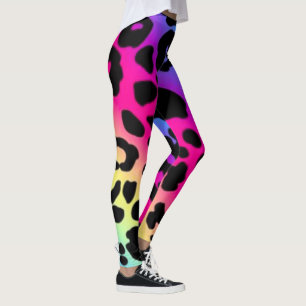 Leggings/Regenbogenfarbene Leopardrucke Leggings