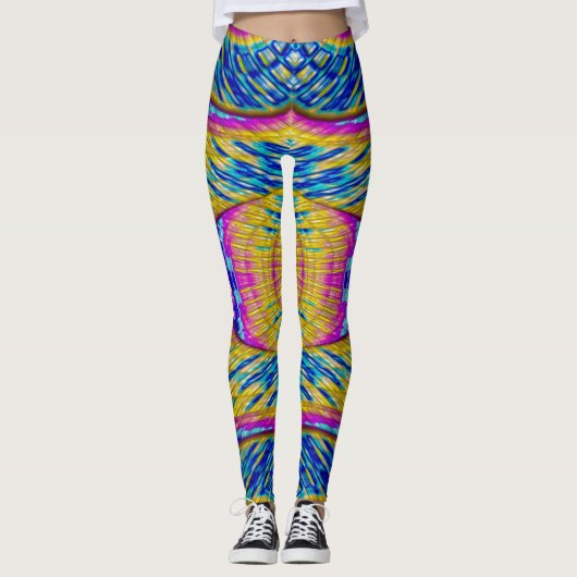 Leggings ~ rosa blau gelb ~ Original (Vorderseite)