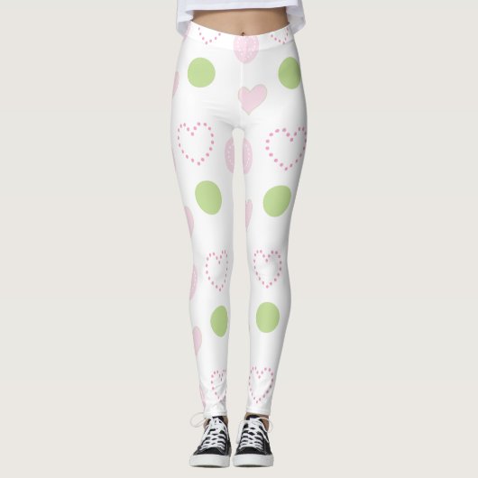 Leggings rosa Herzdesign (Vorderseite)