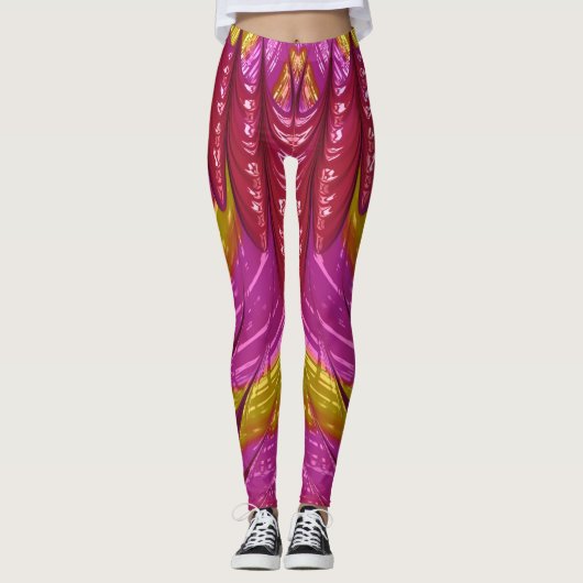 Leggings ~ Rosa rotes Goldblau ~ Original (Vorderseite)