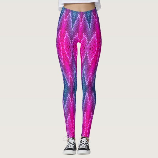 Leggings - rosa und blaues Kaleidoskop-Muster (Vorderseite)