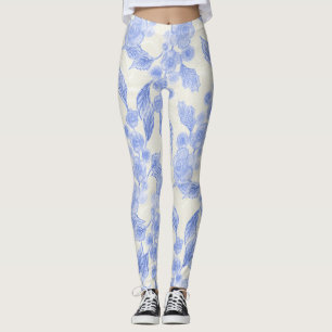 Leggings Rose mit blauer und weißer Blume