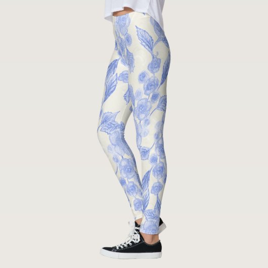 Leggings Rose mit blauer und weißer Blume (Links)