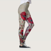 Leggings-Rot-Mohnblumen Leggings (Rechts)