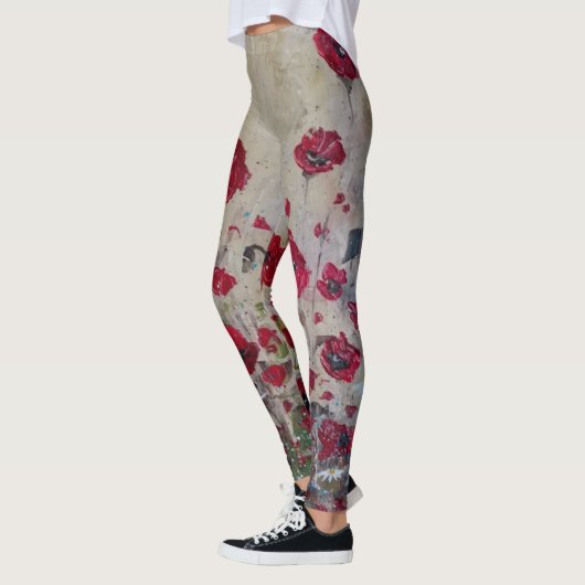 Leggings-Rot-Mohnblumen Leggings (Links)