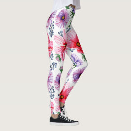Leggings, Rot und Lila Blütennatur Leggings