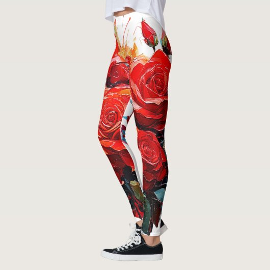 LEGGINGS - ROTE ROSEN (Links)