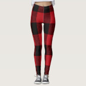 Leggings Roter Büffalo Karierter Bär Schwarz (Vorderseite)