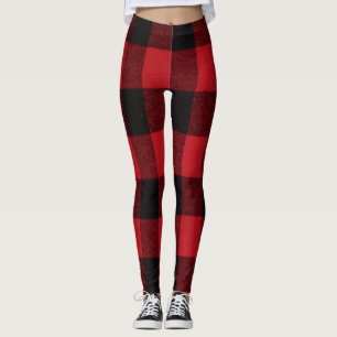 Leggings Roter Büffalo Karierter Bär Schwarz