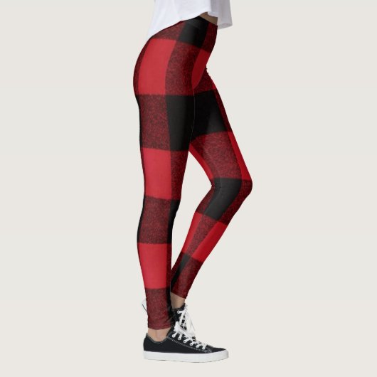 Leggings Roter Büffalo Karierter Bär Schwarz (Rechts)