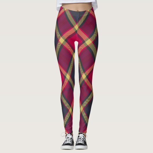 Leggings - Roter Gelber Schottischer Tartan (Vorderseite)