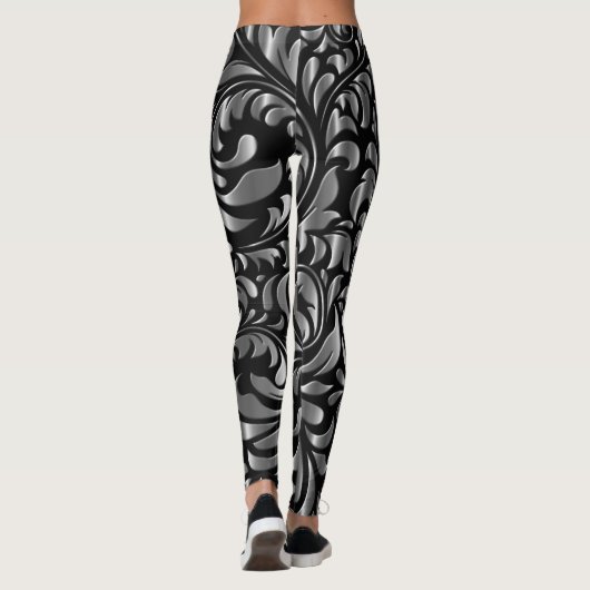 Leggings - Schwarz-Silber-Drama (Rückseite)