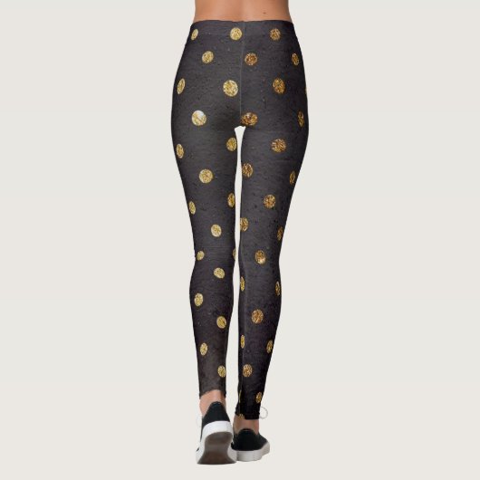 Leggings/Schwarzes mit Goldpolka-Punkten Leggings (Rückseite)