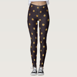 Leggings/Schwarzes mit Goldpolka-Punkten Leggings