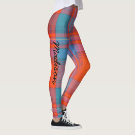 Leggings Tartan IHR NAME Red Blue S to XL