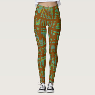 Leggings Tribal-Muster Yoga-Hosen Braun Grün