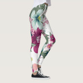 Leggings - Tropische Blume der Frauen auf Weiß (Rechts)