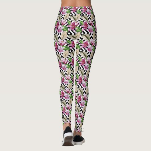 Leggings tropischer Flora (Rosa) (Rückseite)
