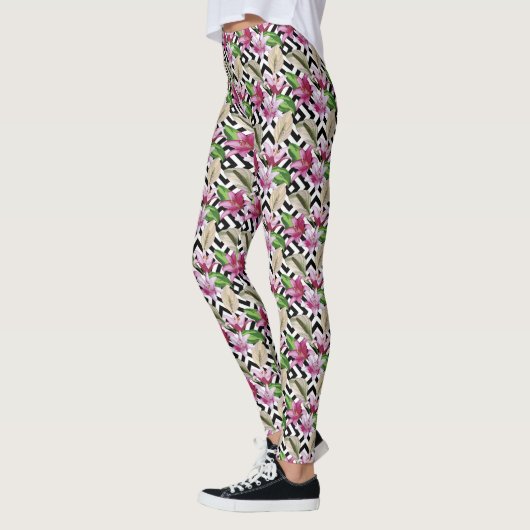Leggings tropischer Flora (Rosa) (Links)