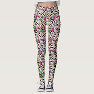 Leggings tropischer Flora (Rosa)
