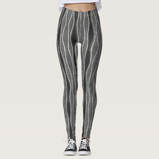 Leggings über graue und schwarze Streifen (Vorderseite)