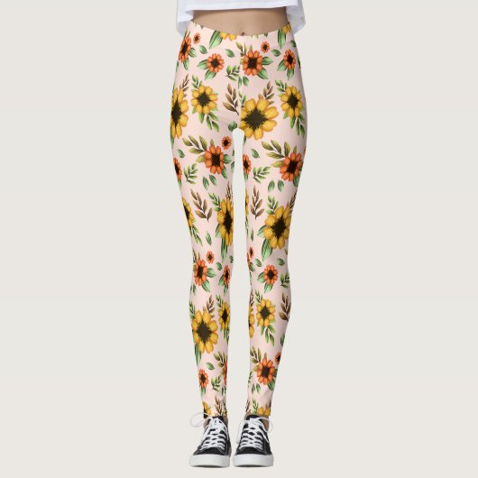 Leggings verziert mit einem lebendigen Sonnenblume (Vorderseite)