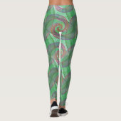 LEGGINGS - Violette Wirbel auf grünem Wirbeldesign (Rückseite)