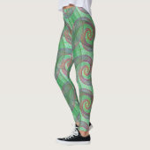 LEGGINGS - Violette Wirbel auf grünem Wirbeldesign (Links)