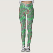 LEGGINGS - Violette Wirbel auf grünem Wirbeldesign (Vorderseite)