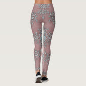 Leggings von Light Pink und Grau Damask Boho Style (Rückseite)
