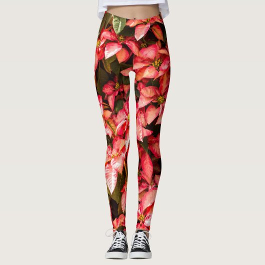 Leggings Weihnachts-Blume Poinsettia (Vorderseite)