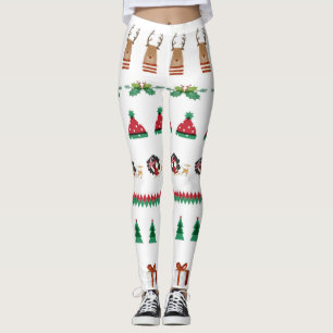 Leggings Weihnachtsbaum Santa Reindeer Red Green