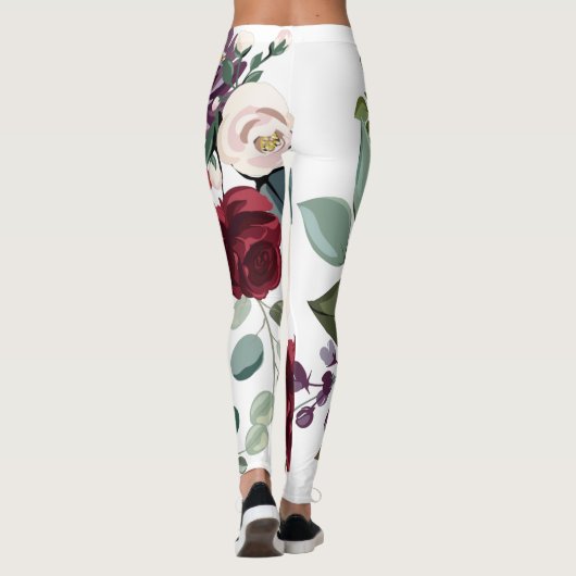 Leggings White Roses Gold Geometric (Rückseite)