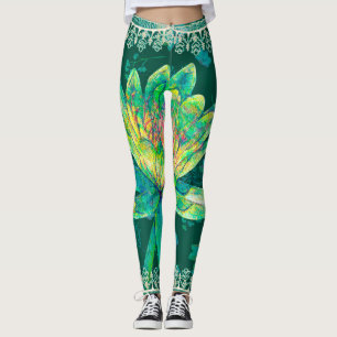 Leggings, Wilde Jäger, Grüner Wasserlilie Leggings