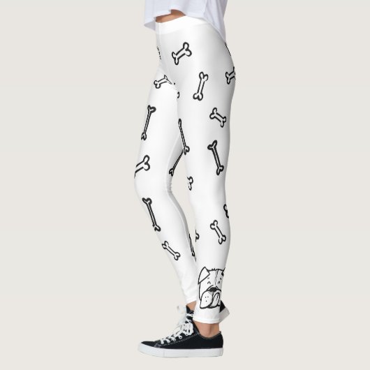 Leggings with english Bulldogge and bones pattern (Links)