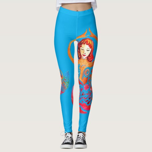 Leggings with Yoga Meditation Woman rainbow Design (Vorderseite)