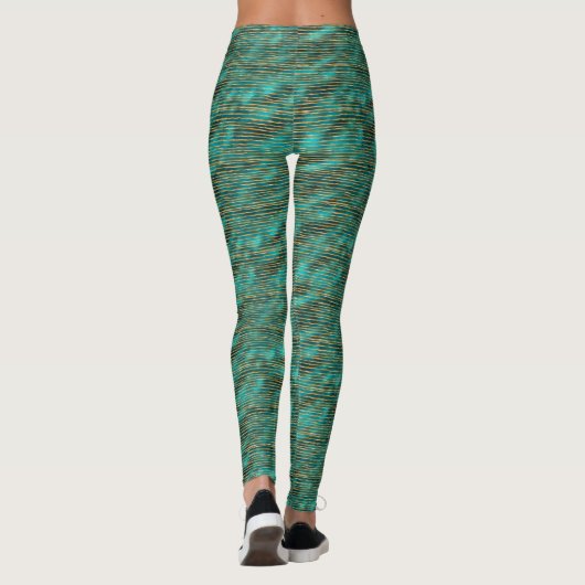 Leggings Women - Blue And Gold Pattern (Rückseite)