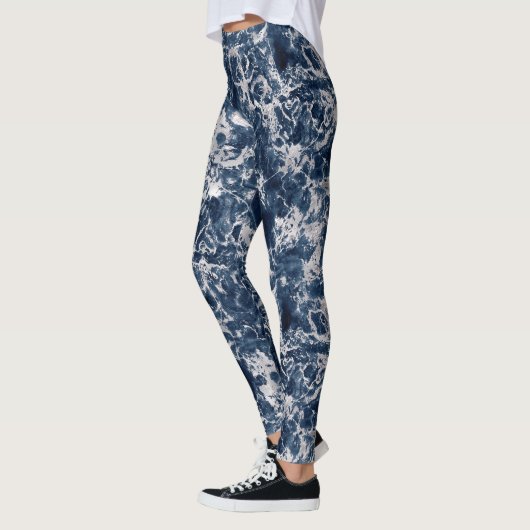 Leggings Women - Blue and Silver Marble Pattern (Links)