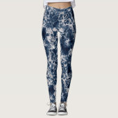 Leggings Women - Blue and Silver Marble Pattern (Vorderseite)